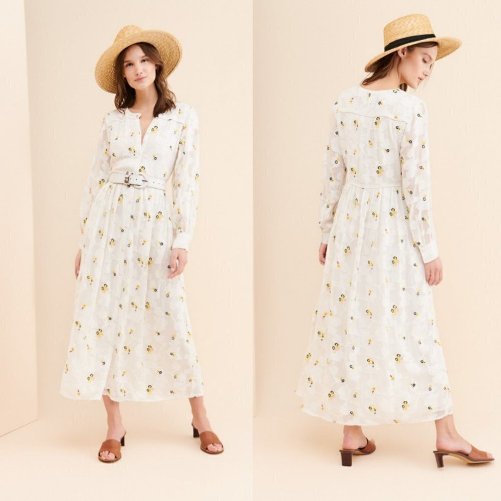 Anthropologie / Sister Paul & Joe Lacrima maxi Jacquard Embroidered Floral 4